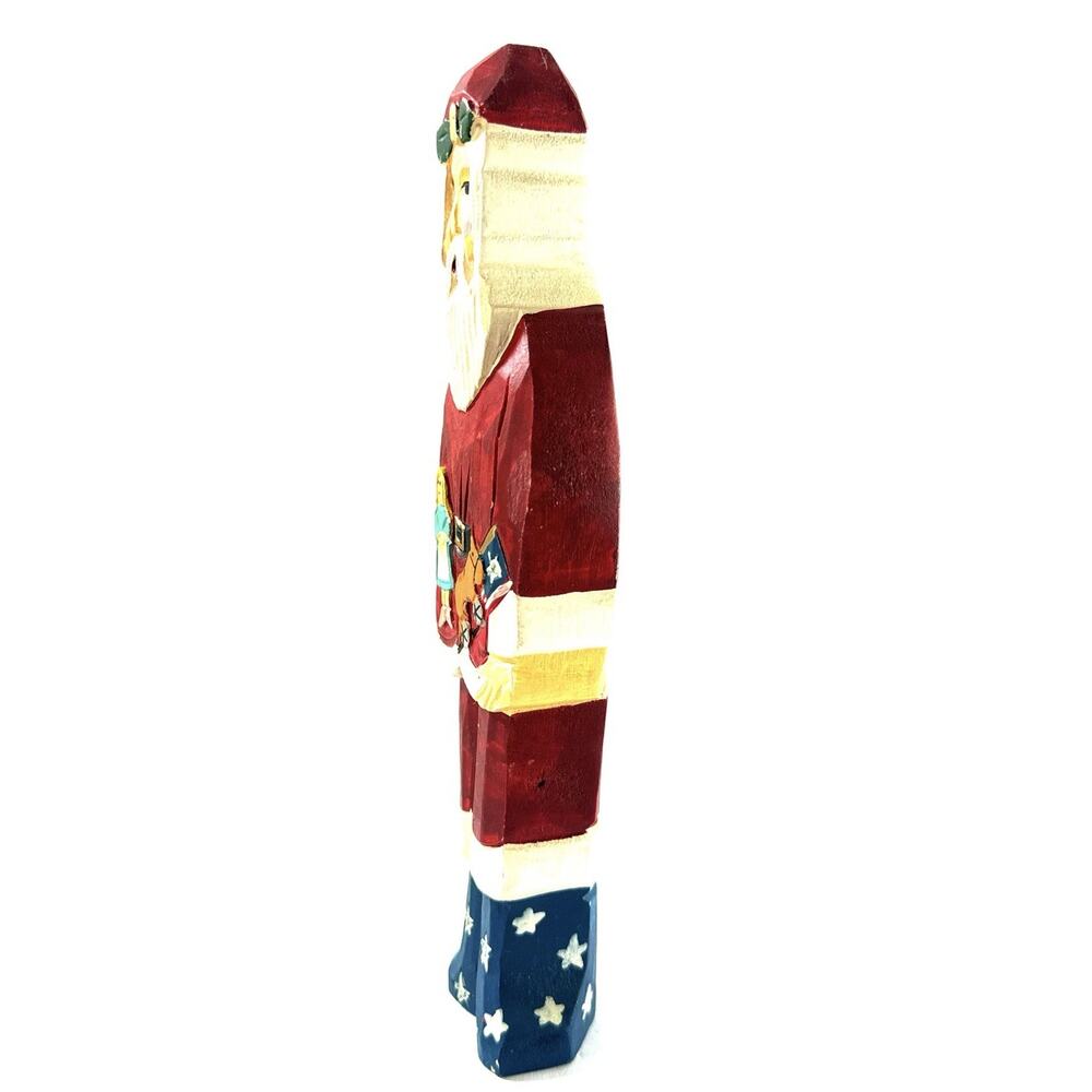 1993 Applause Wood American Santa 9” Hand Painted Folk Art Patriotic Christmas - Picture 7 of 8